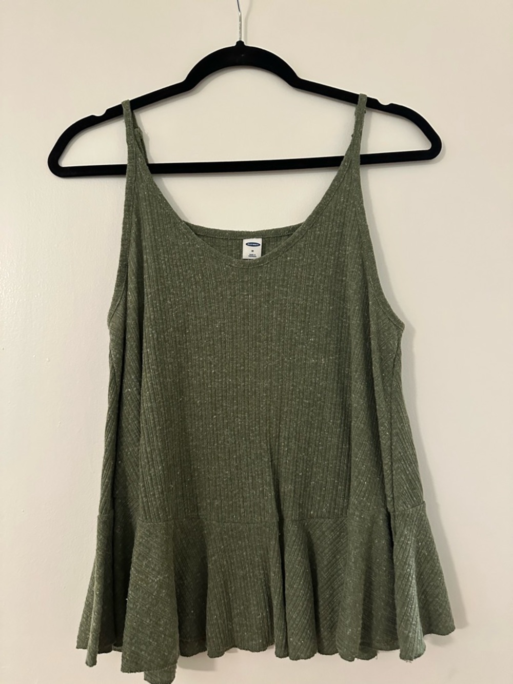 Old Navy Olive Green Ribbed Tank with Peplum Hem